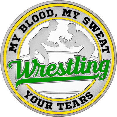 Green "Wrestling" with Yellow Outer Circular Borders